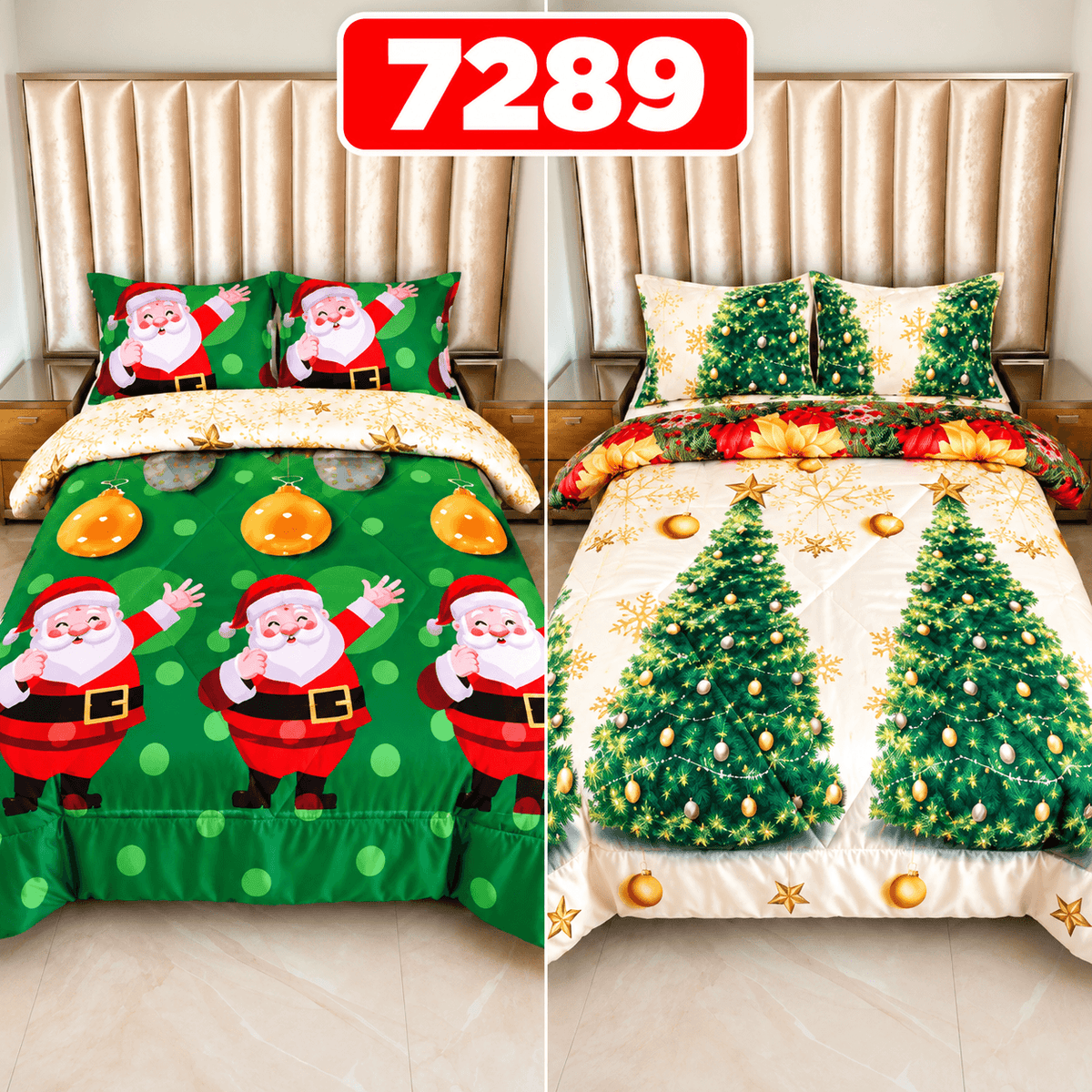 Edredón doble faz navideño premium en microfibra