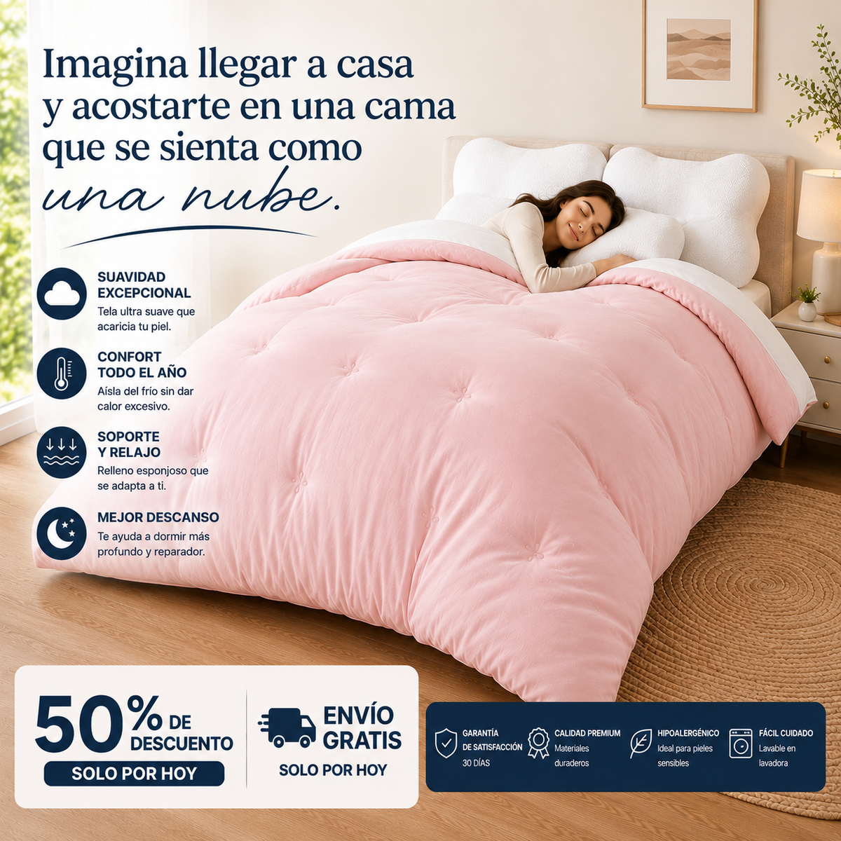 PLUMÓN MARSHMELLOW PREMIUM ORIGINAL 5 PIEZAS (2 COJINES, 2 FUNDAS, EDREDÓN)