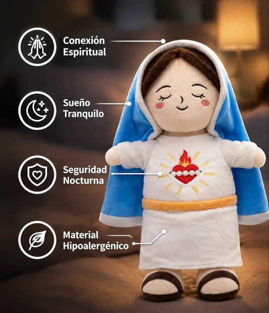 María Protectora™ - Peluche de la virgen Maria con respiracion y sonido.